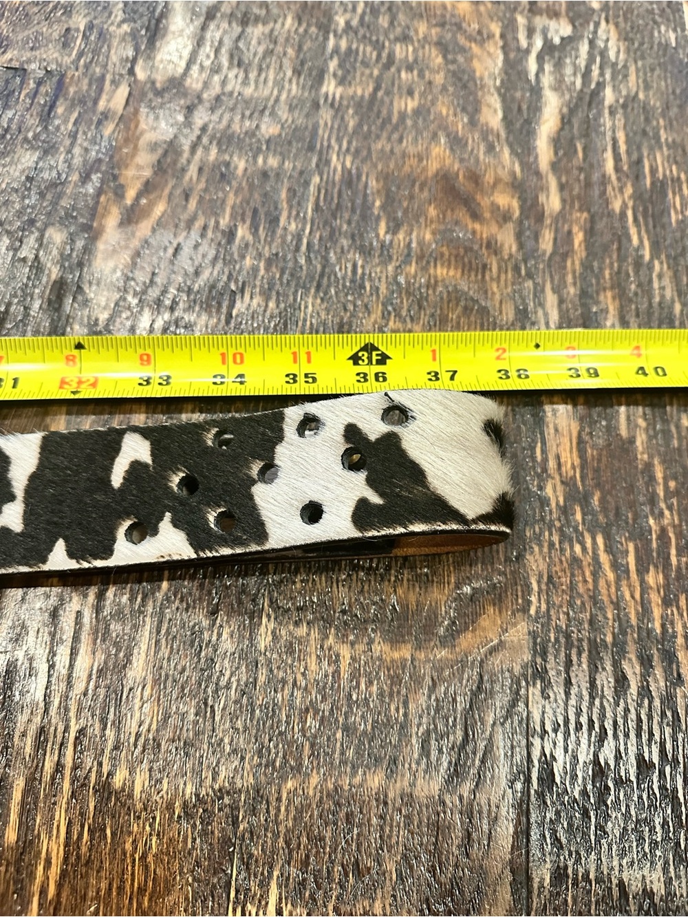 Cowhide-Print leather women’s Waist Belt with Metal buckle - Picture 7 of 8